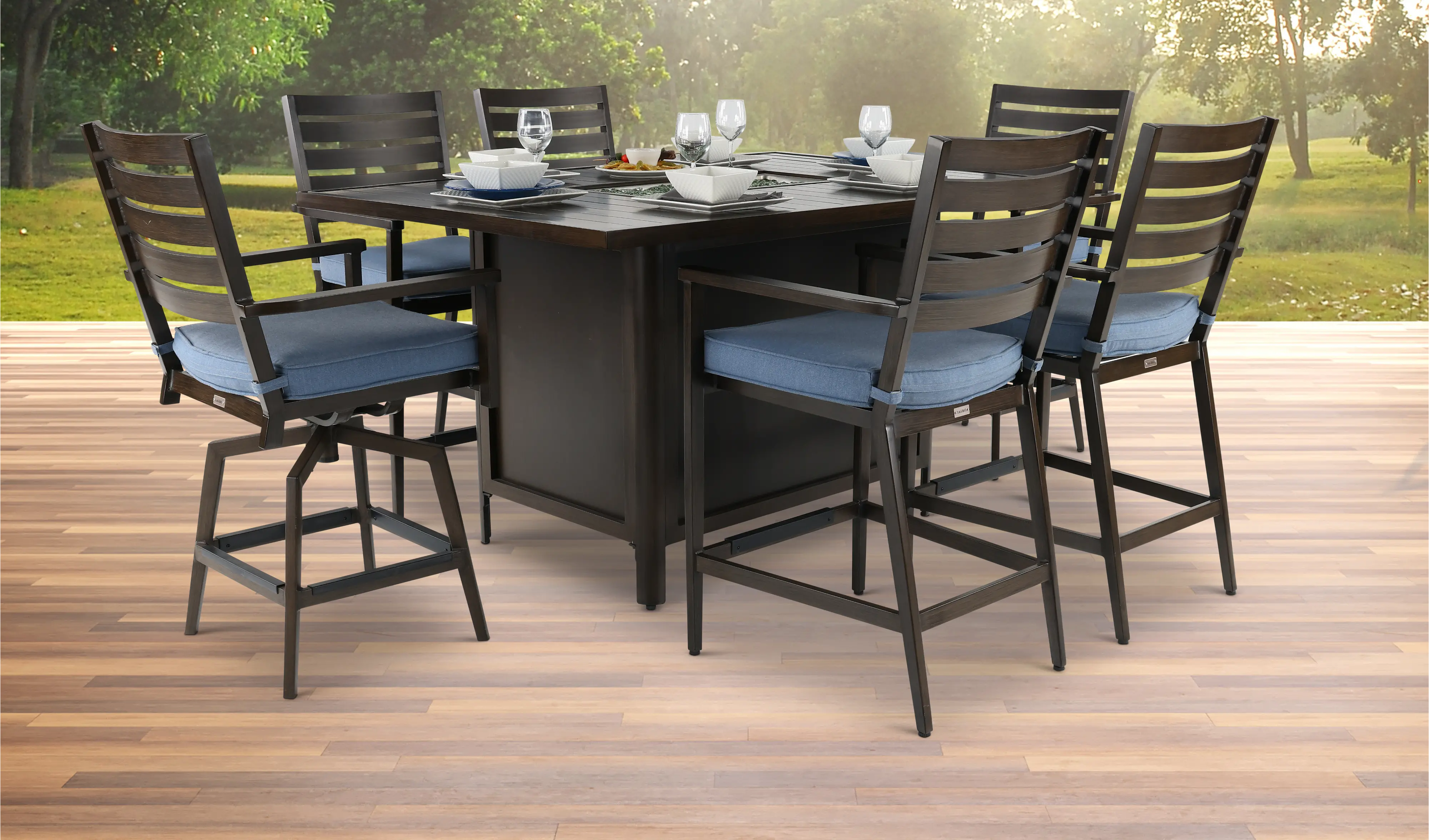 Adeline 7 Piece Patio Fire Pit Dining Table-6