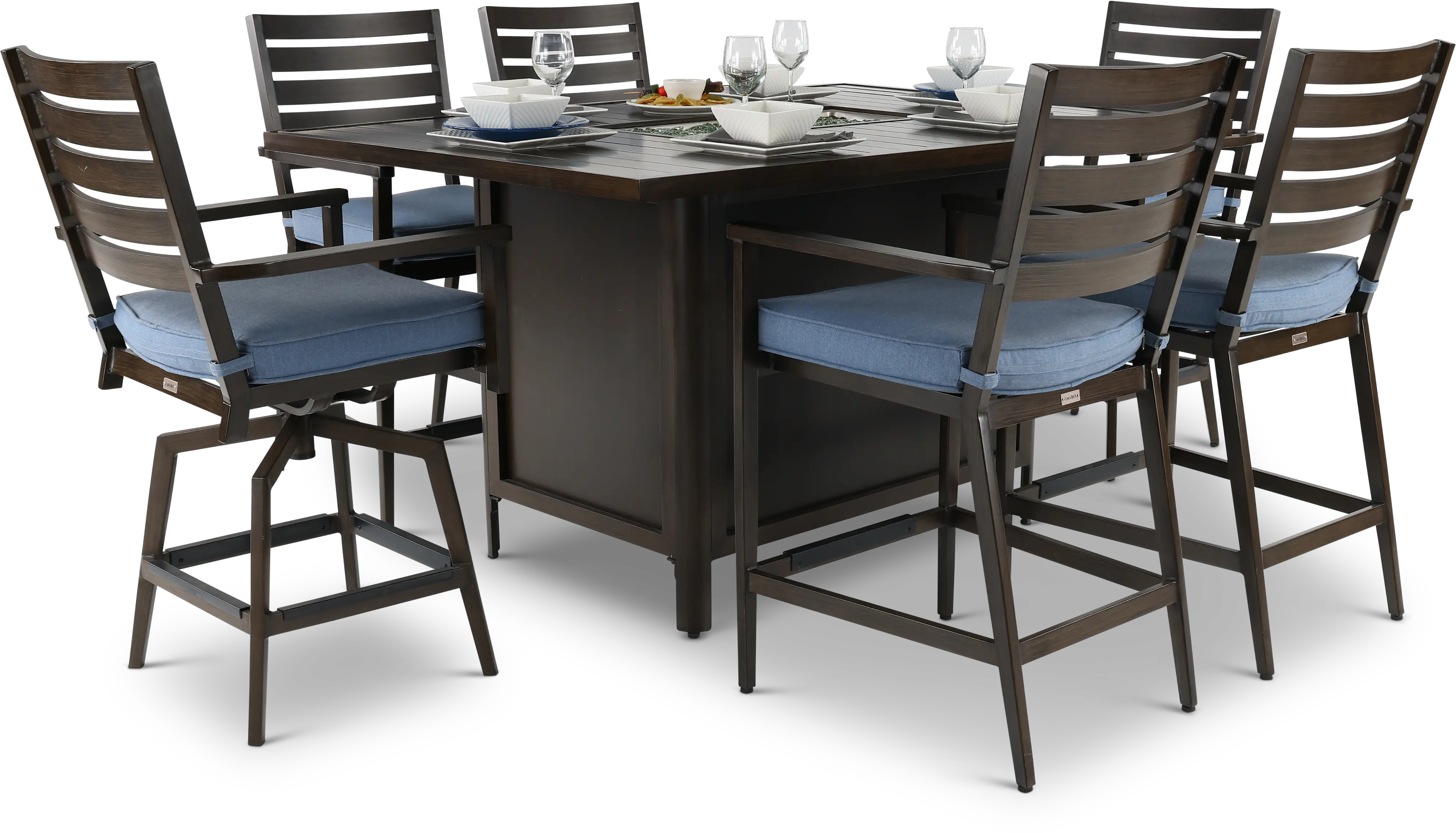 Adeline 7 Piece Patio Fire Pit Dining Table-7