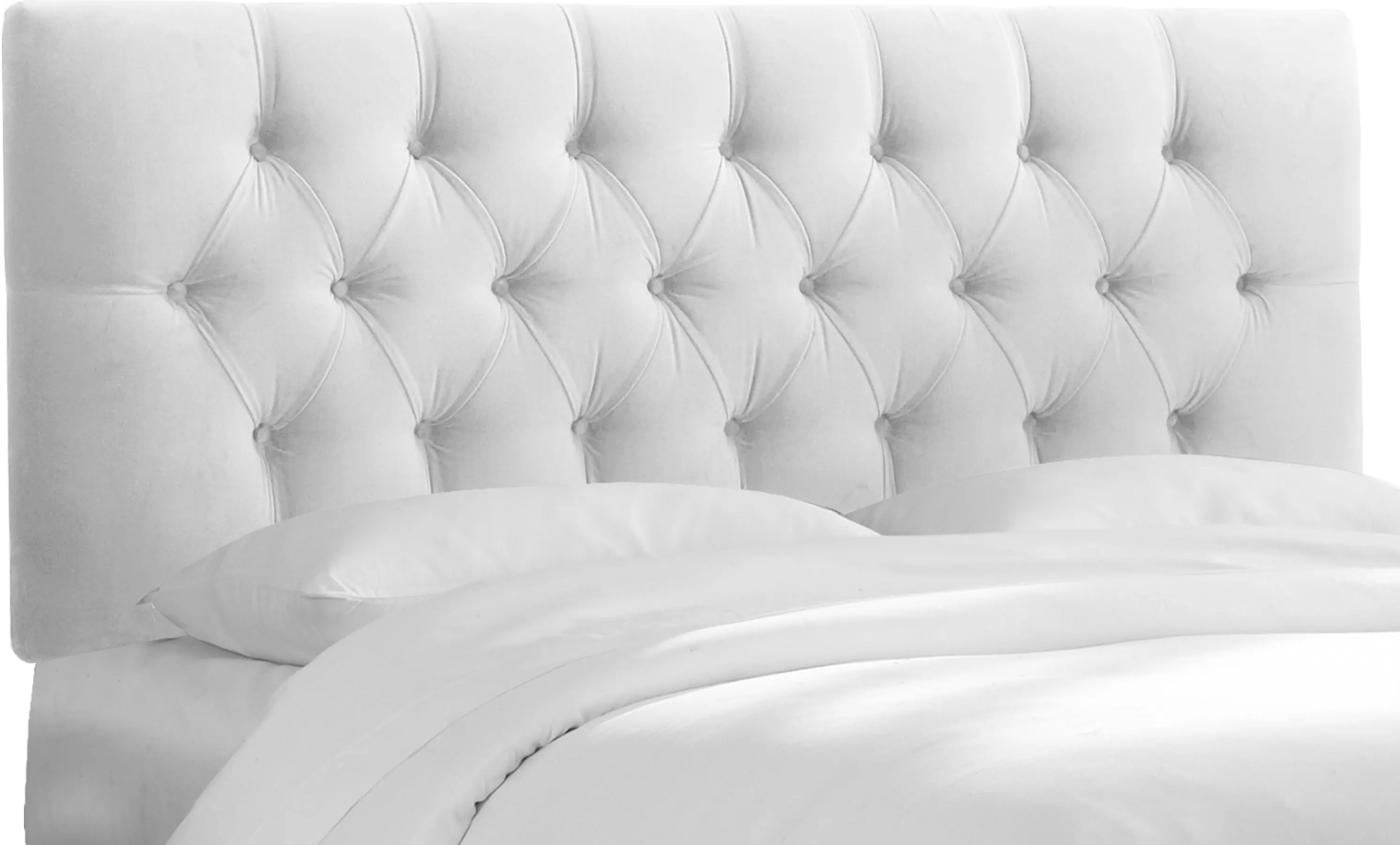 542QVLVWHT Julia Velvet White Tufted Queen Upholstered Headboard - Skyline Furniture-3