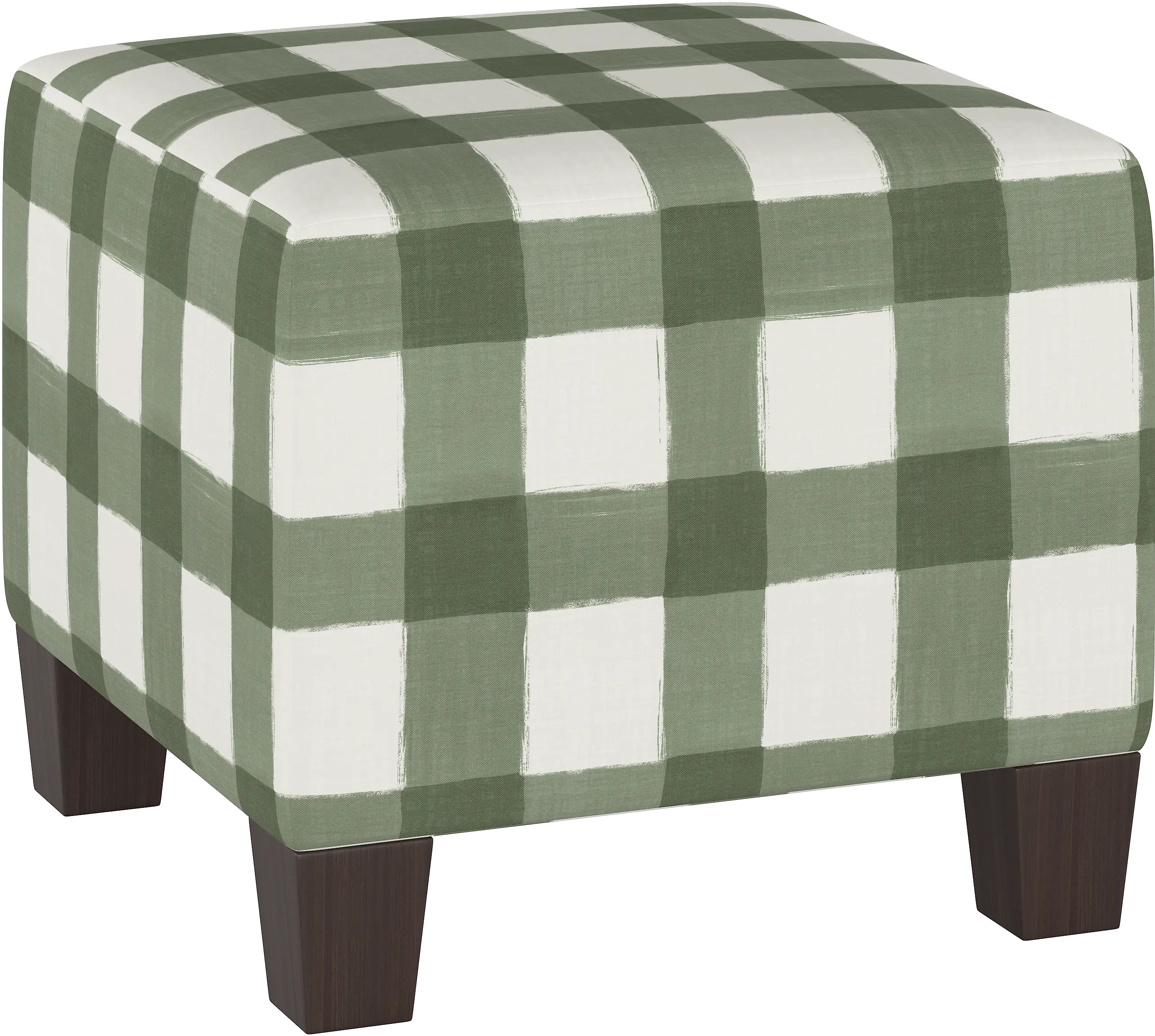 57-2BFLSQRSG Green Plaid Buffalo Check Square Ottoman-1