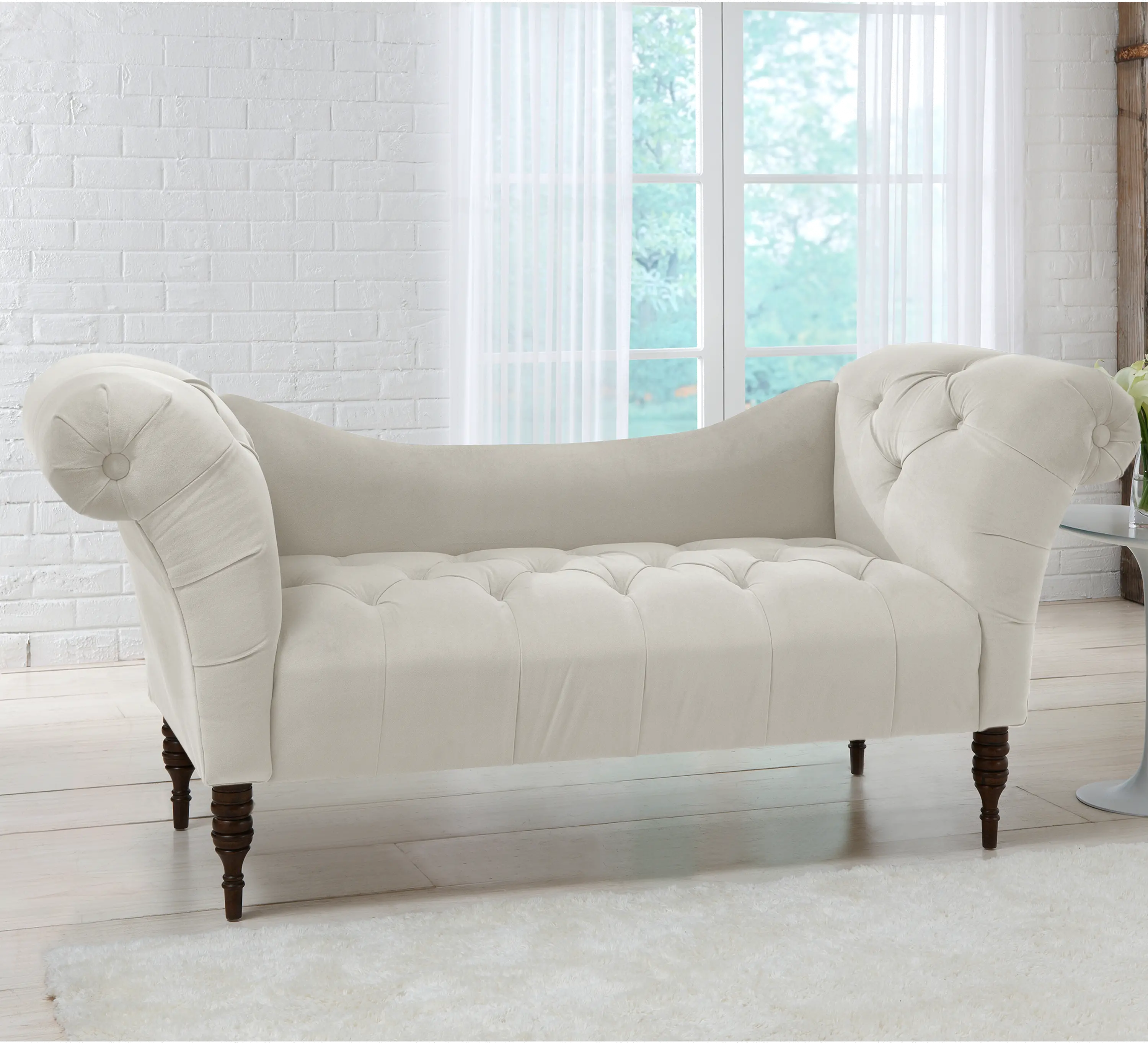 6006VLVLGHGR Edith Light Gray Velvet Tufted Lounge Chaise - Skyline Furniture-1