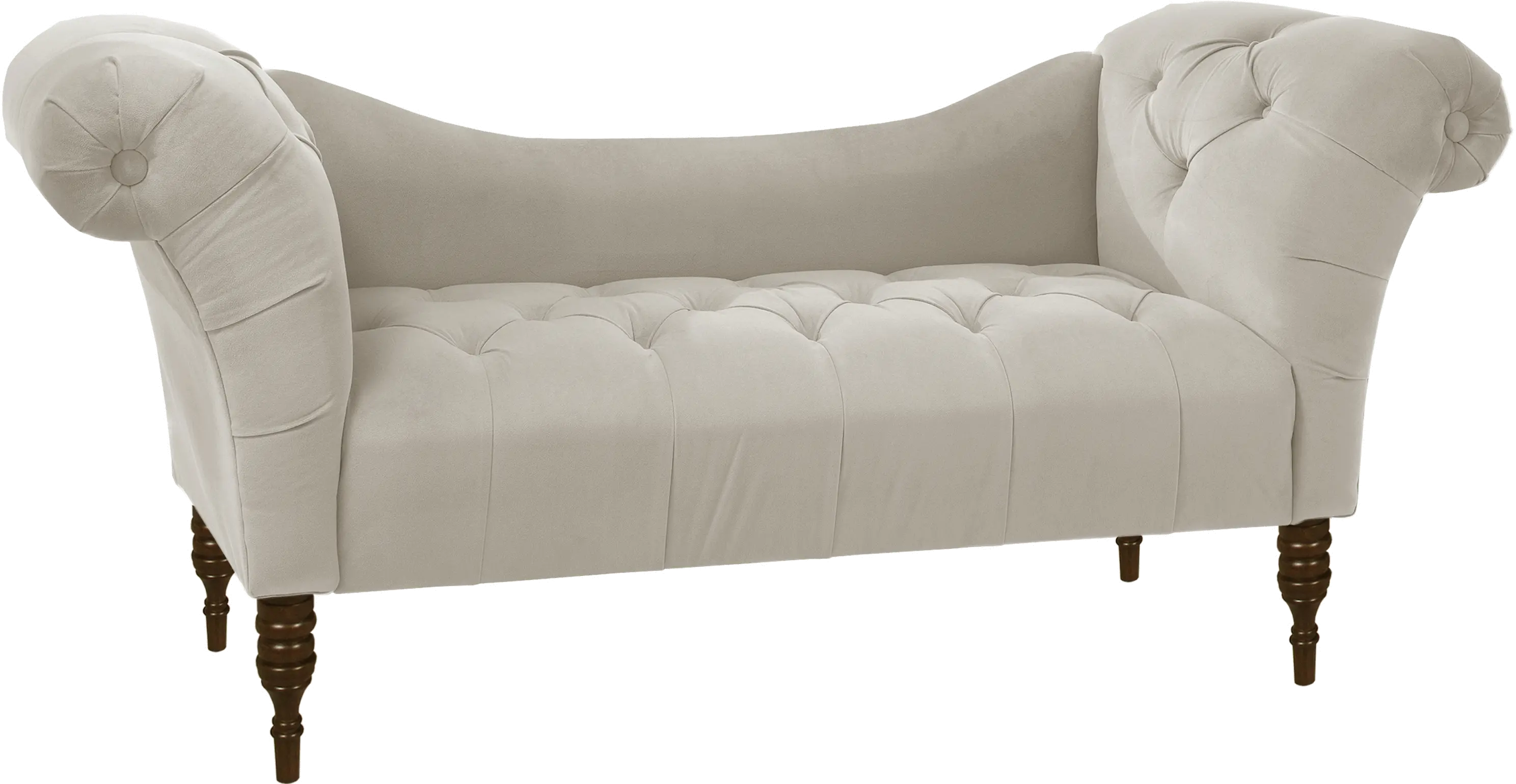 6006VLVLGHGR Edith Light Gray Velvet Tufted Lounge Chaise - Skyline Furniture-4