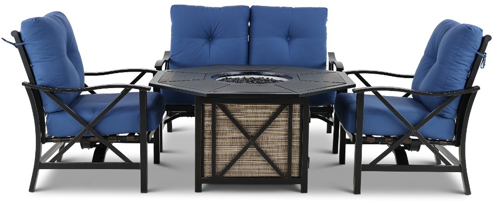 Denison 4 Piece Blue Patio Fire Pit Set