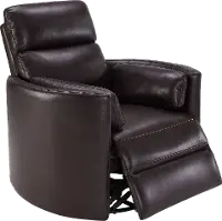 McCartney Brown Leather-Match Power Glider Swivel Recliner