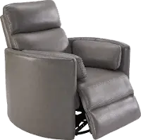 McCartney Gray Leather-Match Swivel Glider Power Recliner