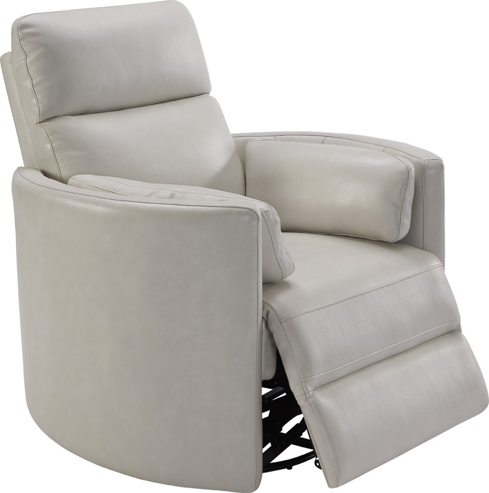 McCartney Ivory Leather-Match Swivel Glider Power Recliner