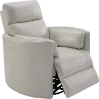 McCartney Ivory Leather-Match Swivel Glider Power Recliner