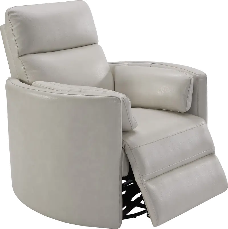 McCartney Ivory Leather-Match Swivel Glider Power Recliner