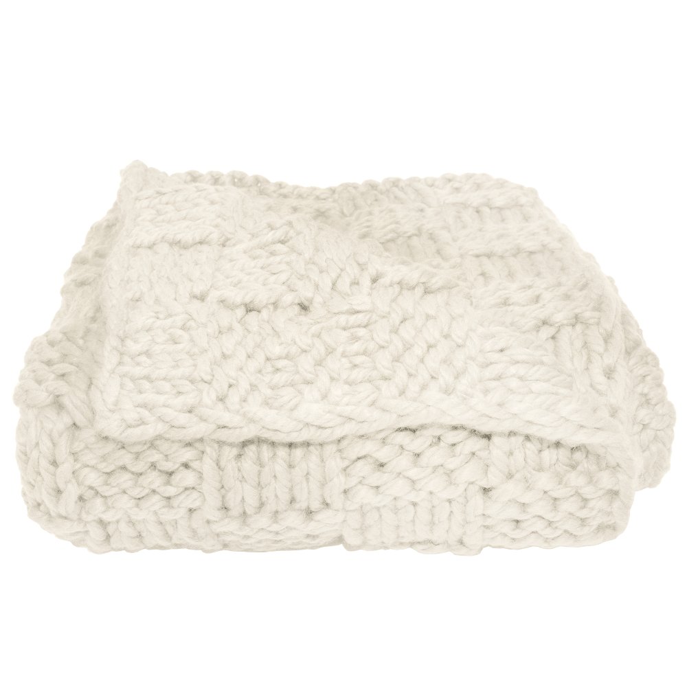 Natural Chess Knit Throw Blanket