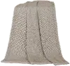 Taupe Throw Blanket with Herringbone Pattern