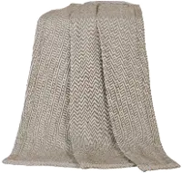 Taupe Throw Blanket with Herringbone Pattern