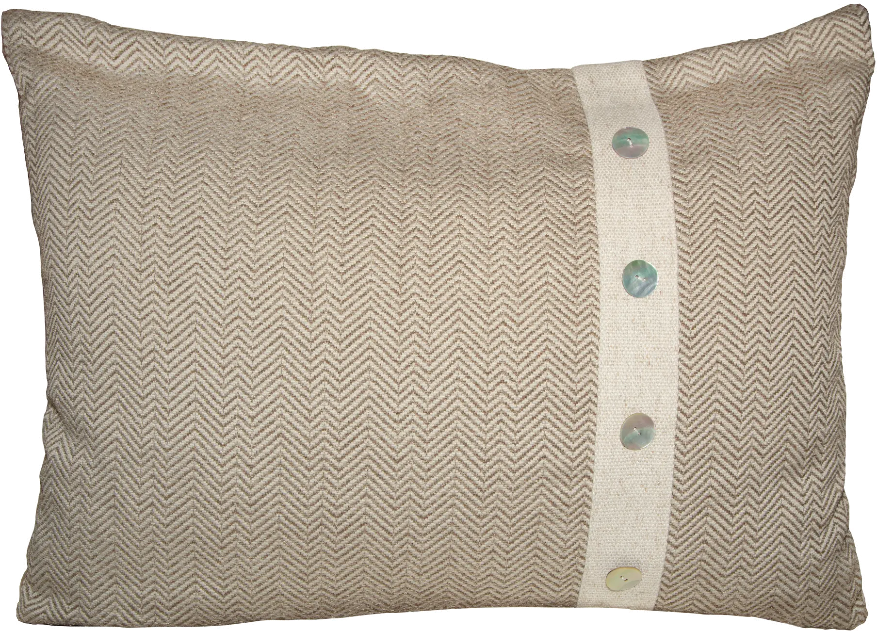 Cream and Taupe Herringbone Standard Size Pillow Shams (Set of 2)-1