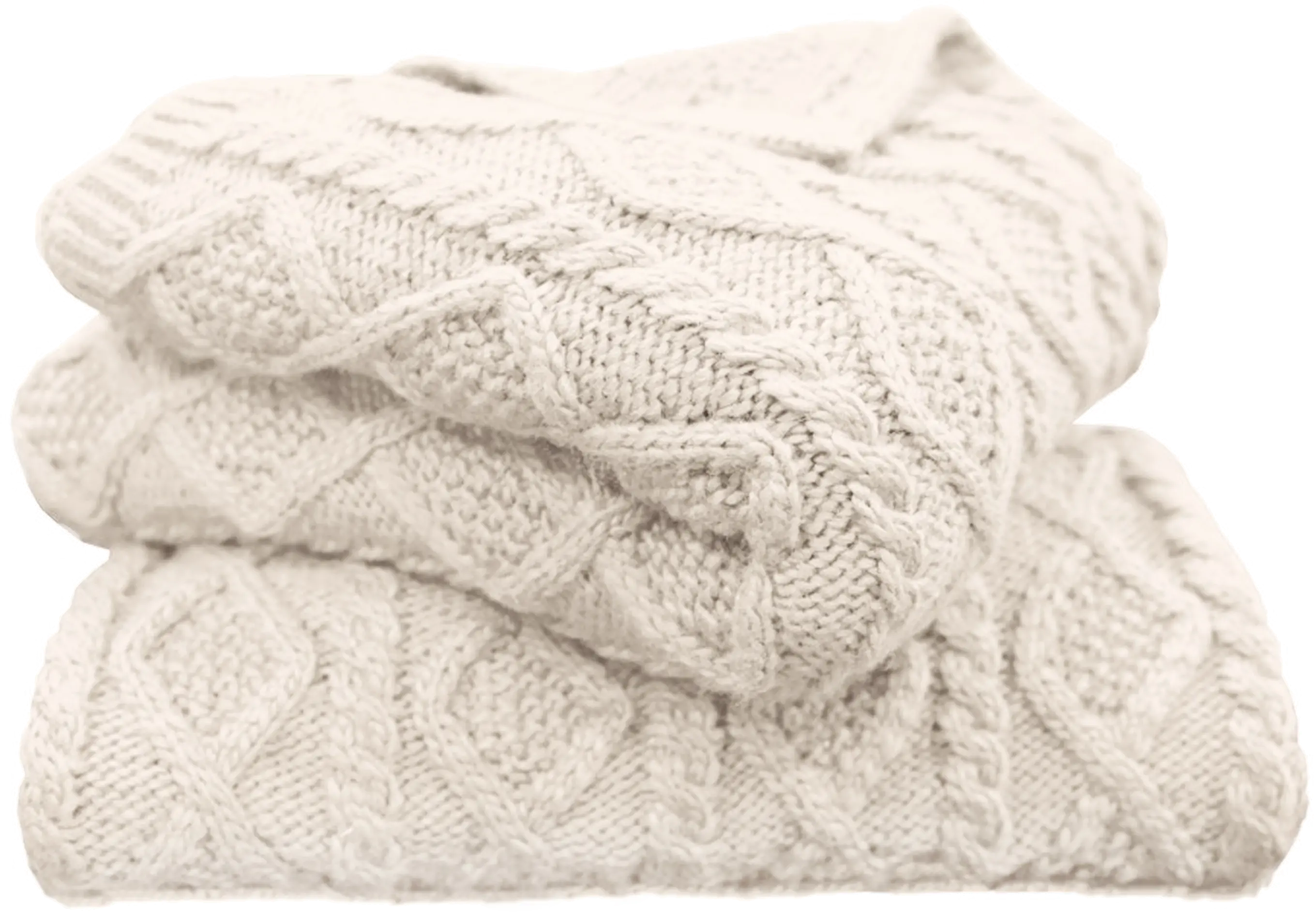 Cream Cable Knit Throw Blanket-1