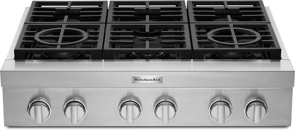 KitchenAid 36 Inch Commercial Gas Rangetop - Stainless Steel