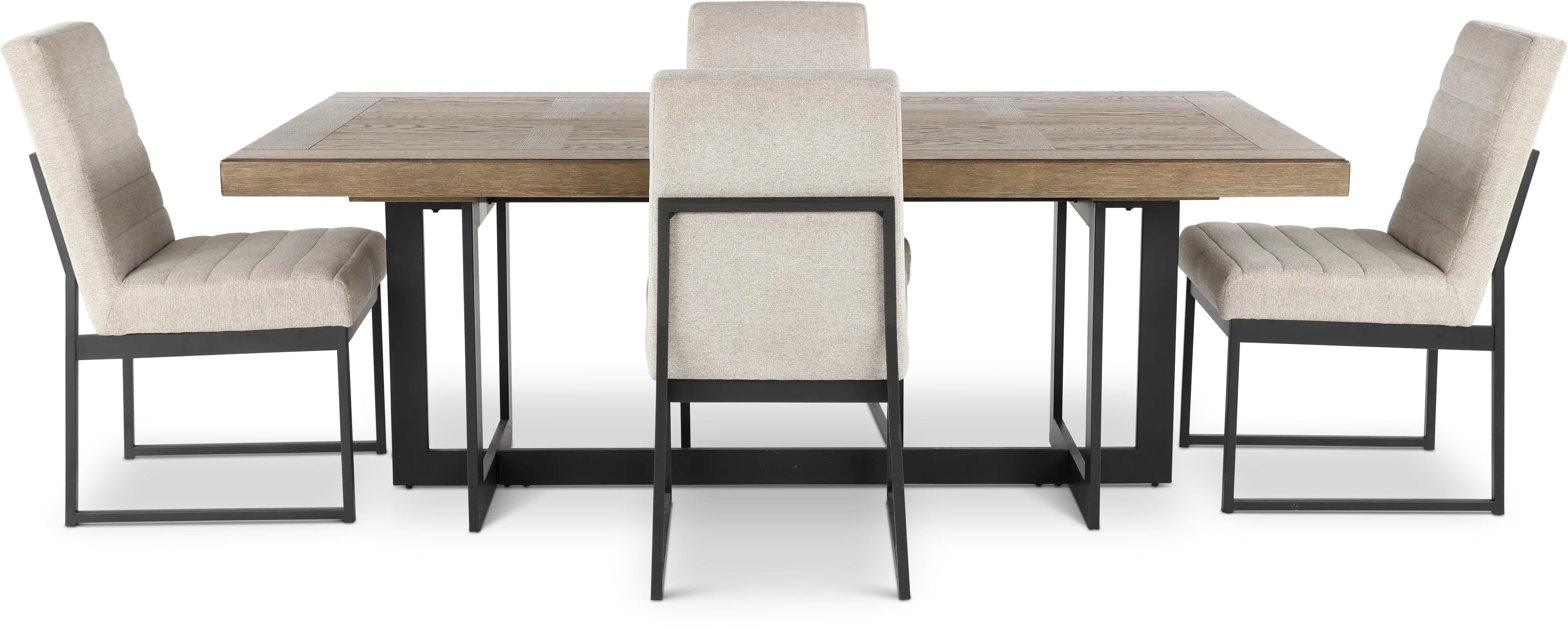 Eden Modern Beige and Black Metal 5 Piece Dining Set-1