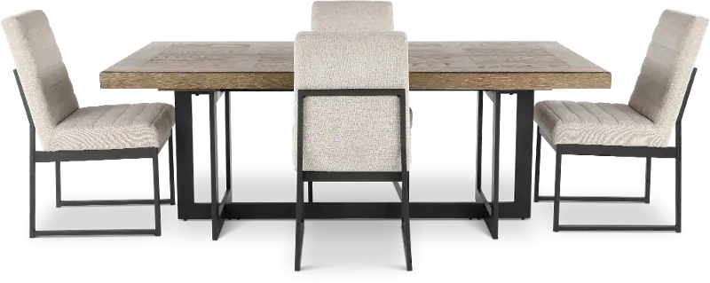 Eden Modern Beige and Black Metal 5 Piece Dining Set