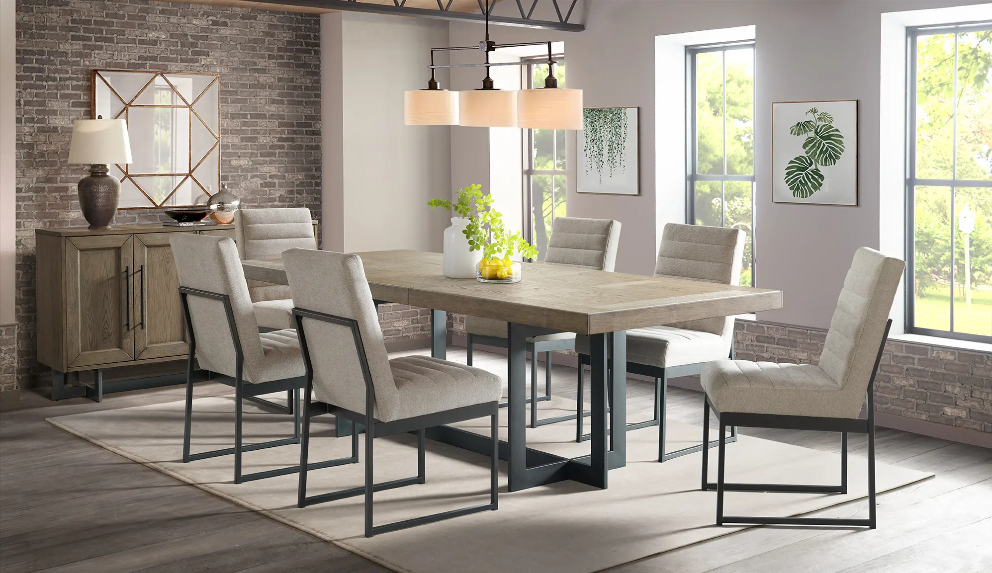 Eden Modern Beige and Black Metal 5 Piece Dining Set-2