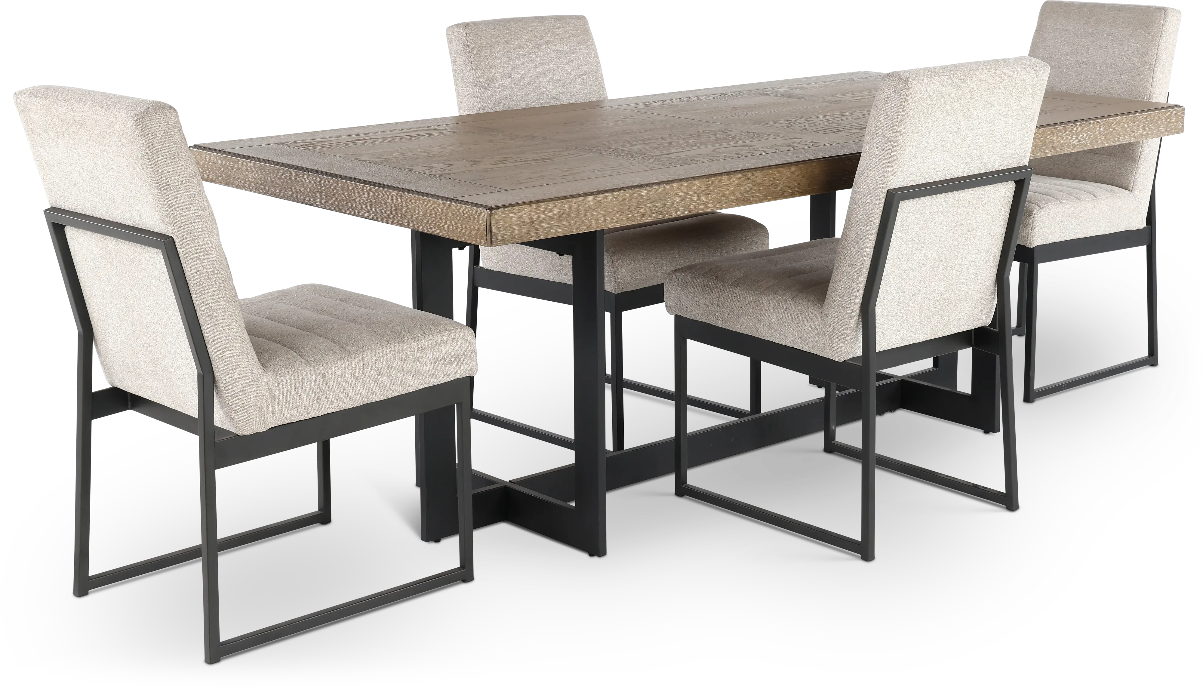 Eden Modern Beige and Black Metal 5 Piece Dining Set-4