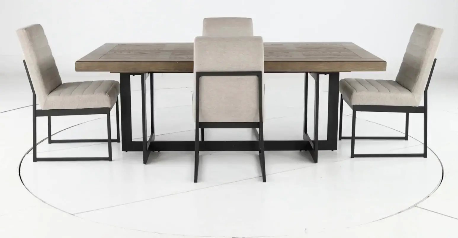 Eden Modern Beige and Black Metal 5 Piece Dining Set-5