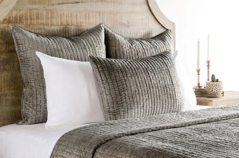 Bari Silver Toned Brown Velvet King 3 Piece Bedding Collection