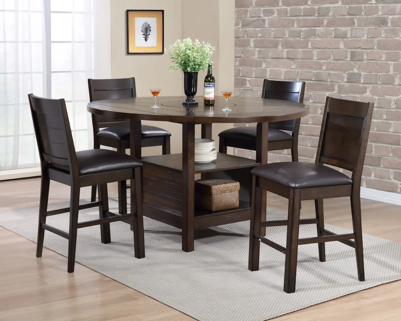 Madison Dark Brown Counter Height Round Dining Table-2