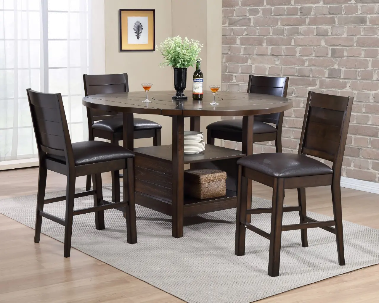 Madison Dark Brown 5 Piece Counter Height Dining Set-2