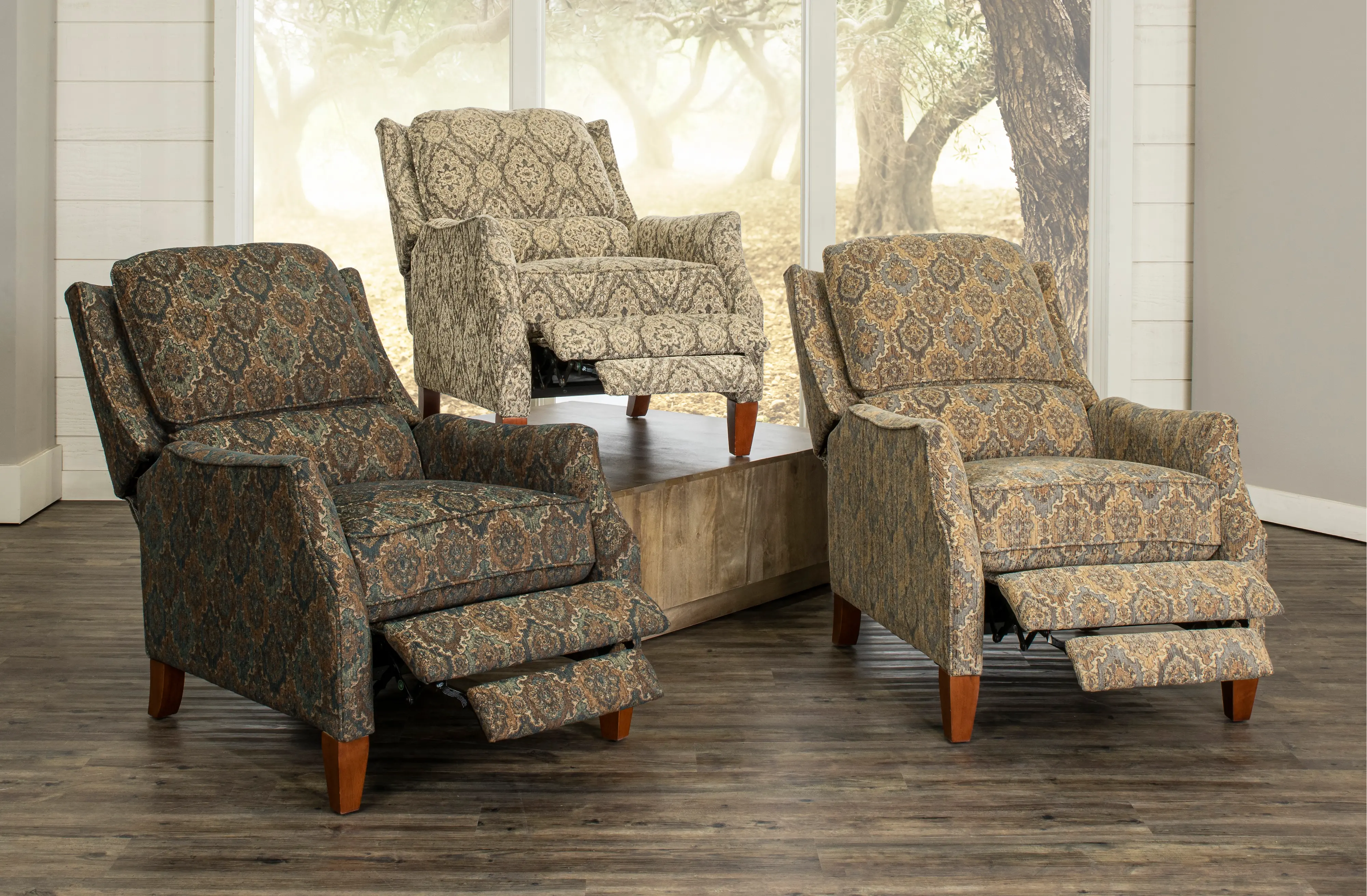 Sandlewood Traditional Tan High-Leg Pushback Recliner-2