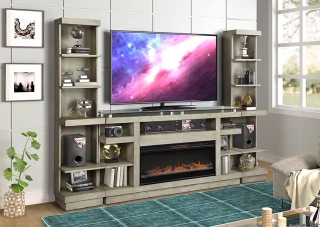 Celino Gray Fireplace Entertainment Center-2