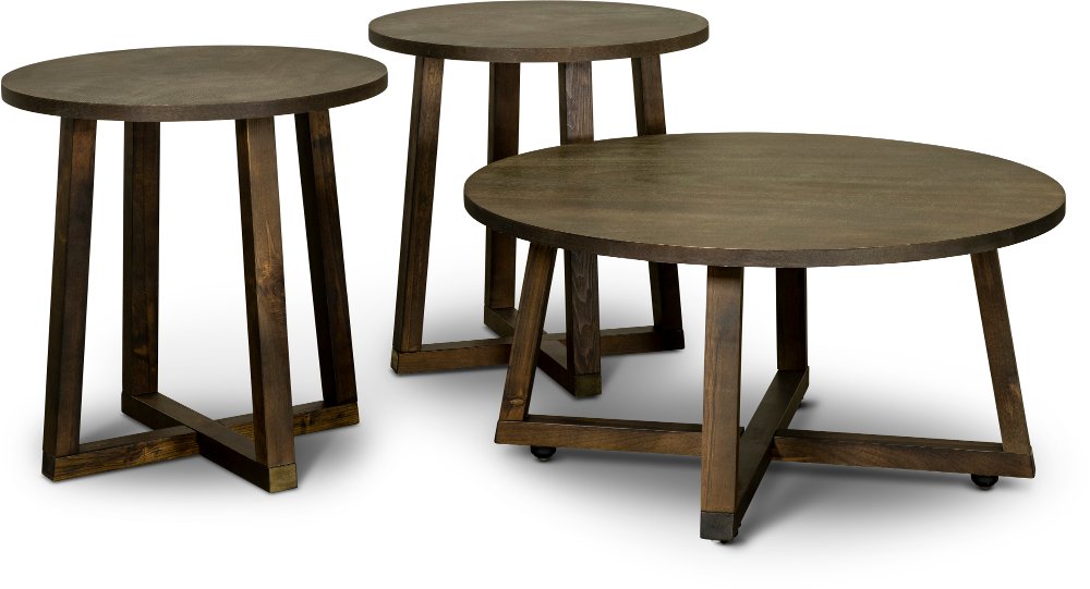 Industrial Dark Brown Table Group Set of 3