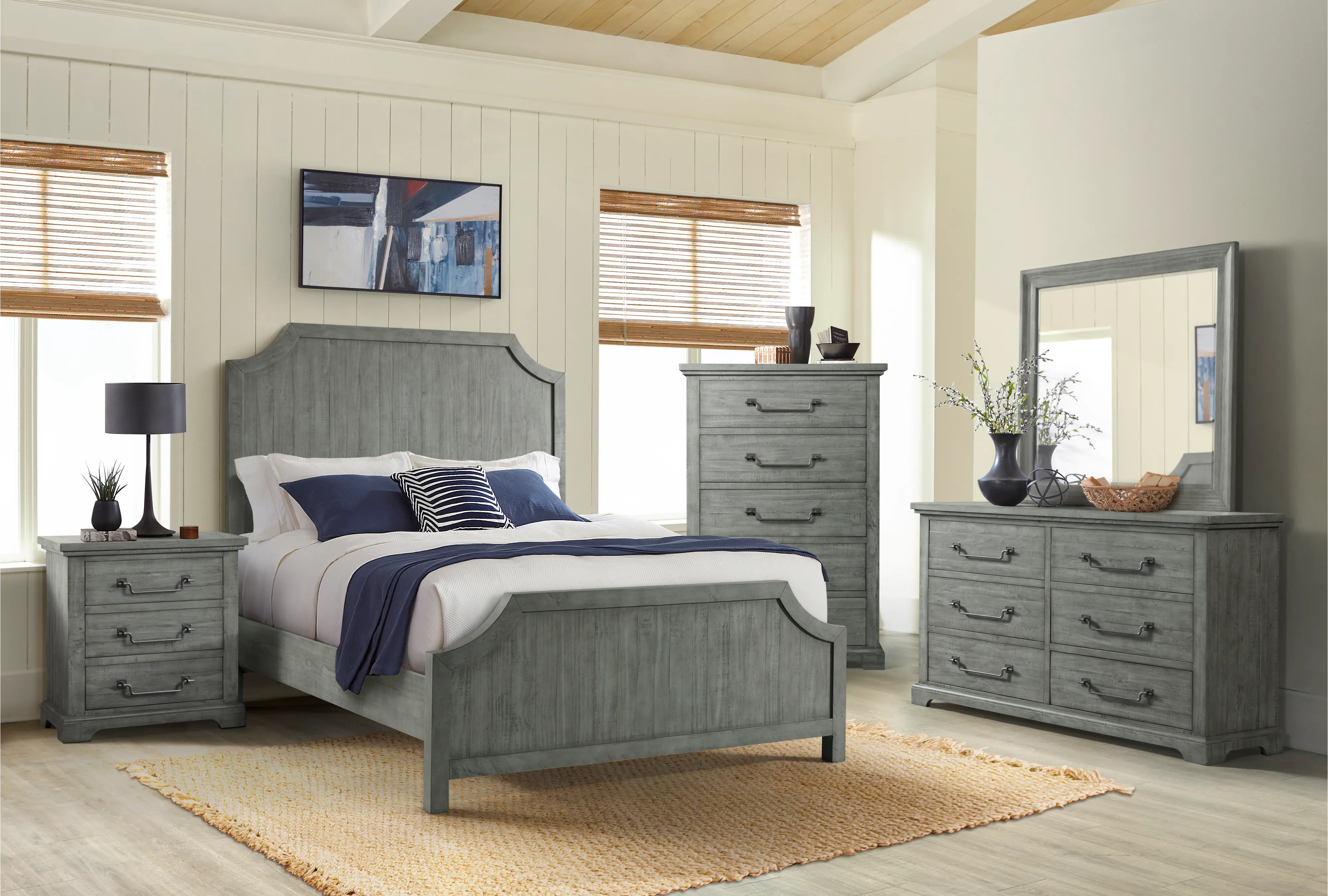 Beach House Gray 4 Piece Queen Bedroom Set-1