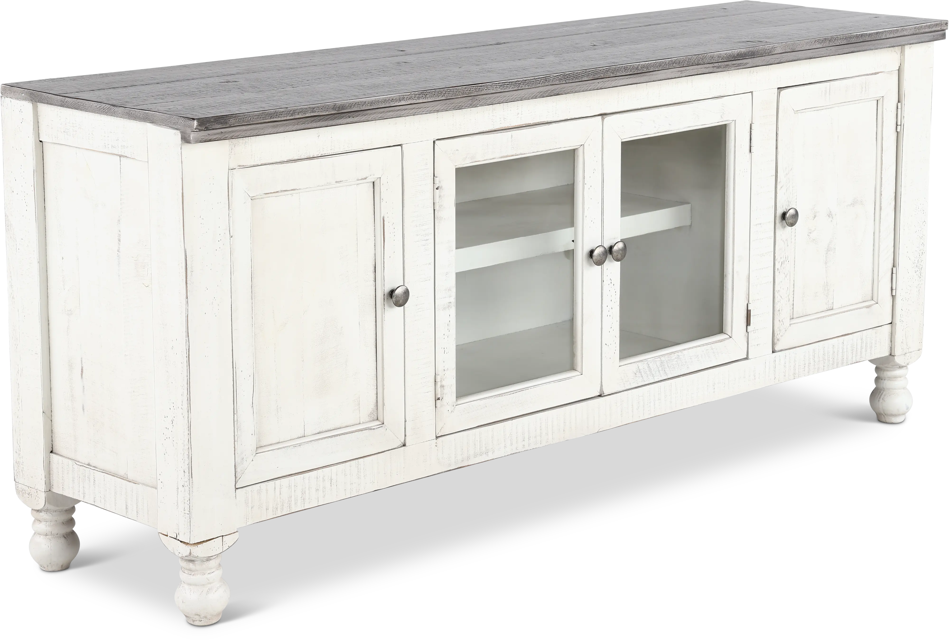 Stone Distressed White 68  TV Stand-3