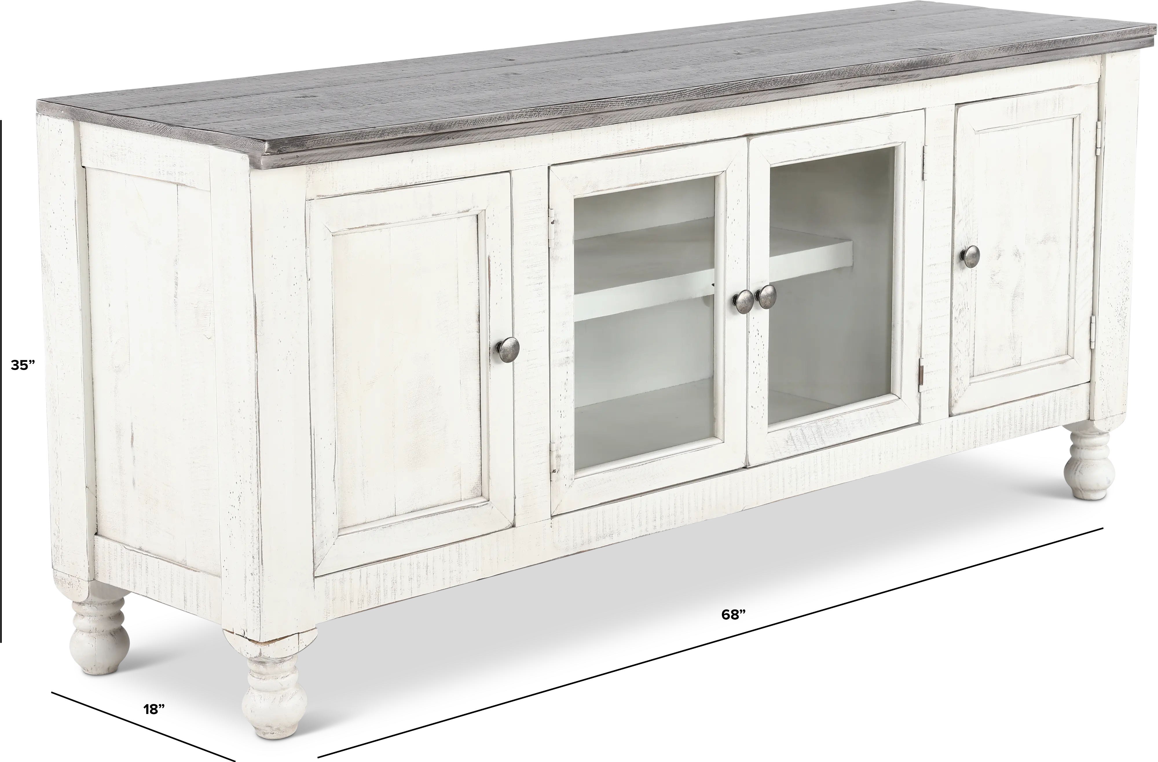 Stone Distressed White 68  TV Stand-2