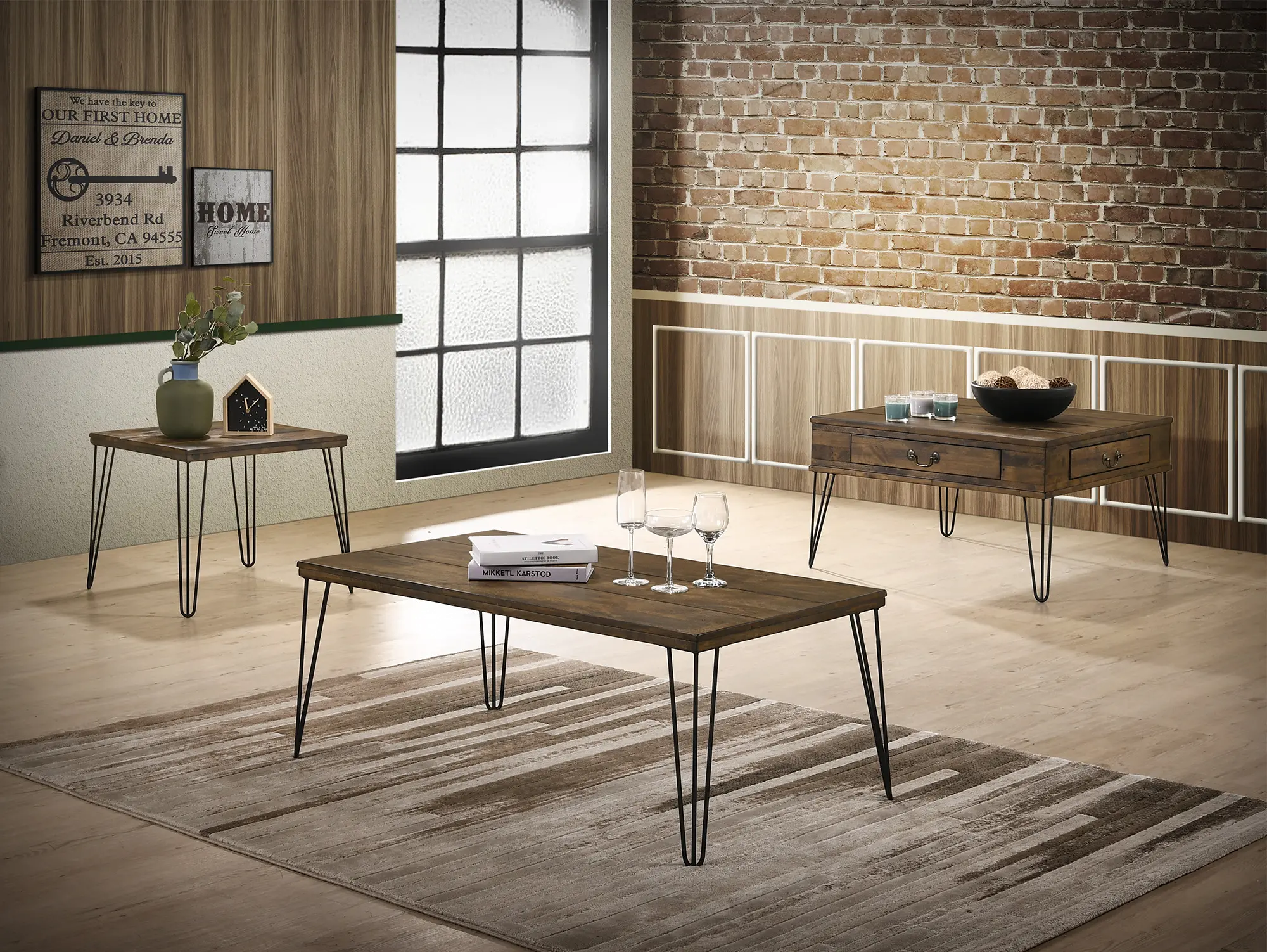 Bolton Minimalist End Table with Hairpin Legs-1
