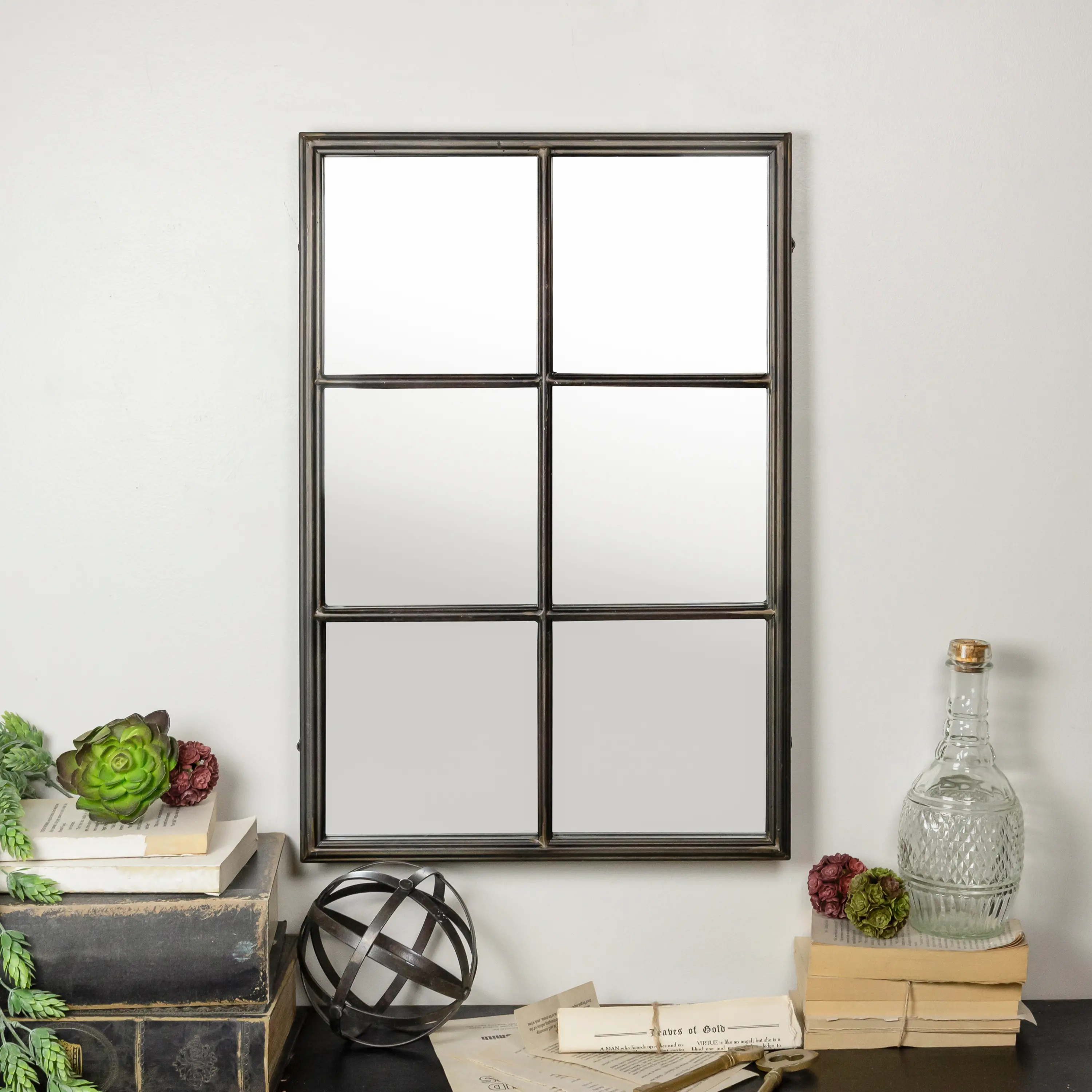 Dark Bronze Metal Framed Wall Mirror-1