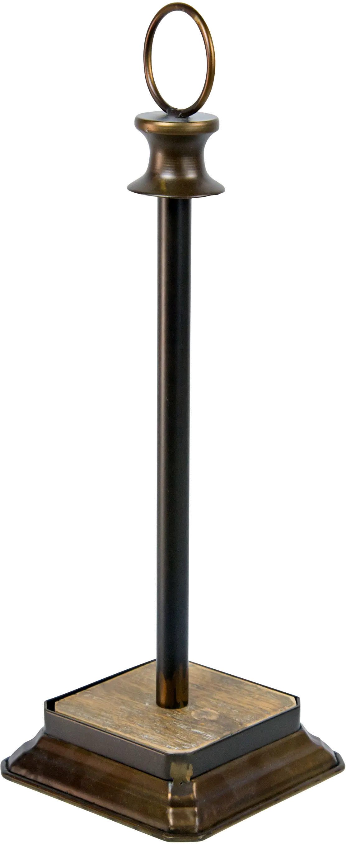 Wood and Dark Bronze Paper Towel Holder-1