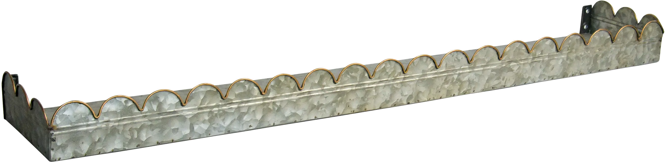 Galvanized Metal Wall Shelves with Scalloped Detailing - Set of 3-1