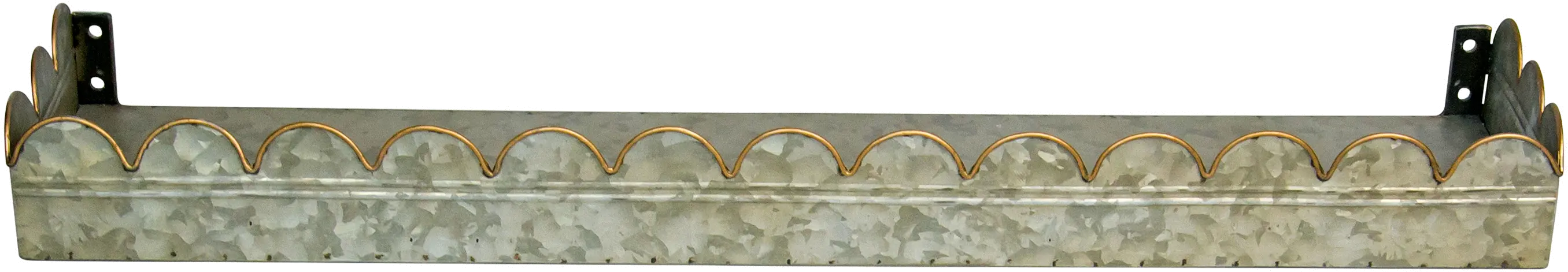 Galvanized Metal Wall Shelves with Scalloped Detailing - Set of 3-3