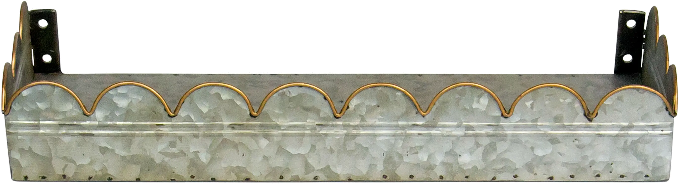 Galvanized Metal Wall Shelves with Scalloped Detailing - Set of 3-4