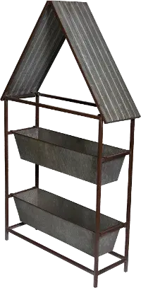 Two Tiered Metal Planter Boxes with Roof