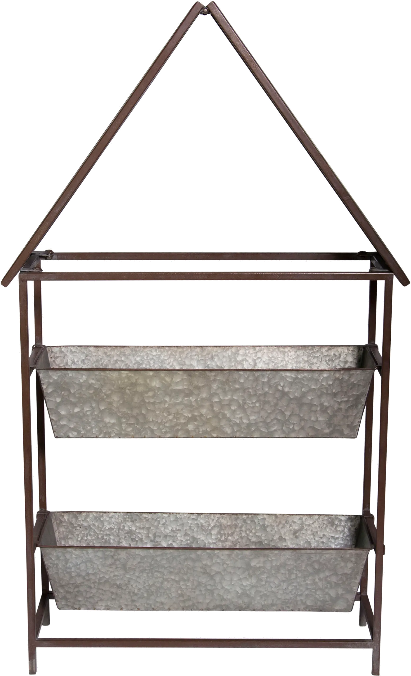 Two Tiered Metal Planter Boxes with Roof-3