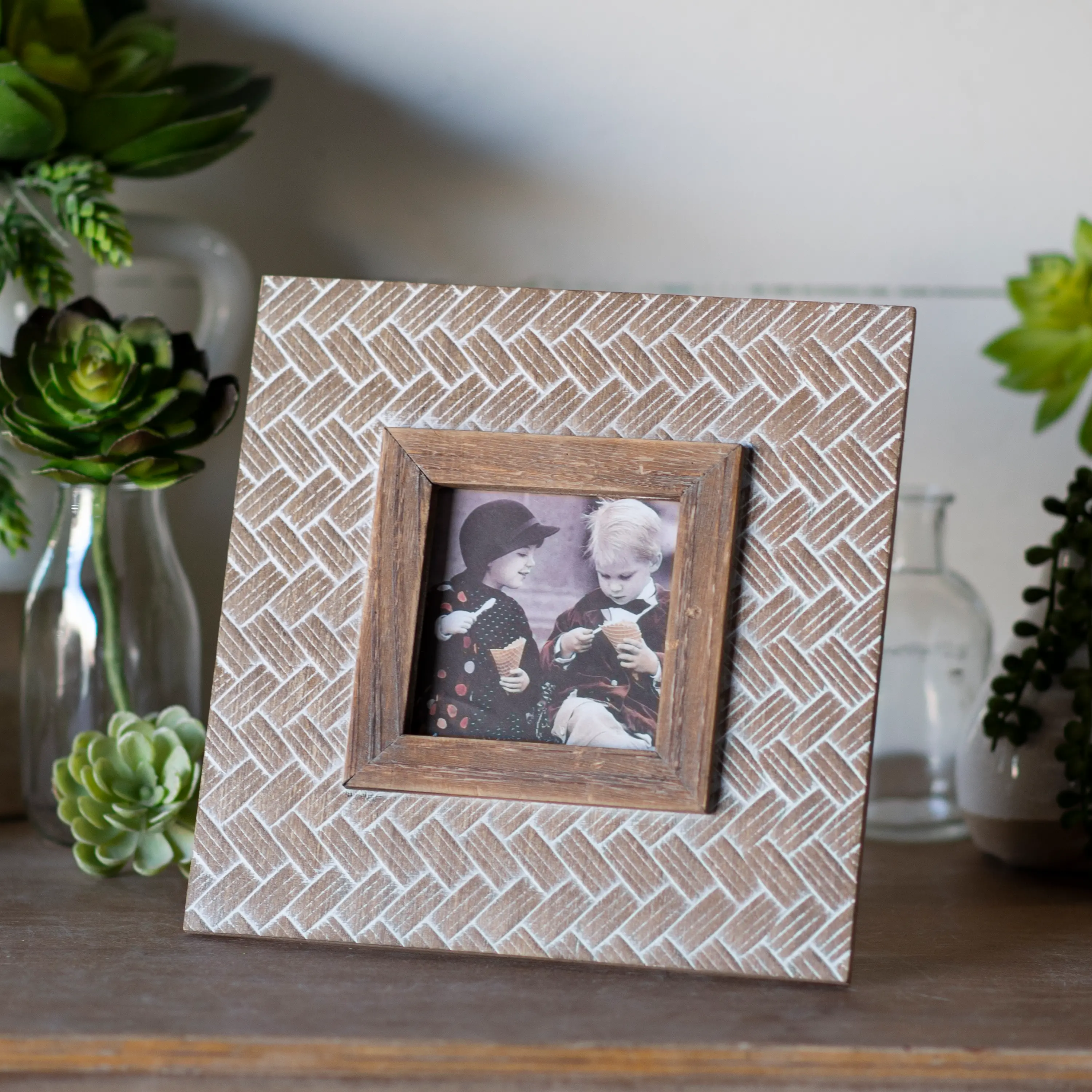 4x4 Square Whitewash Wooden Picture Frame-3