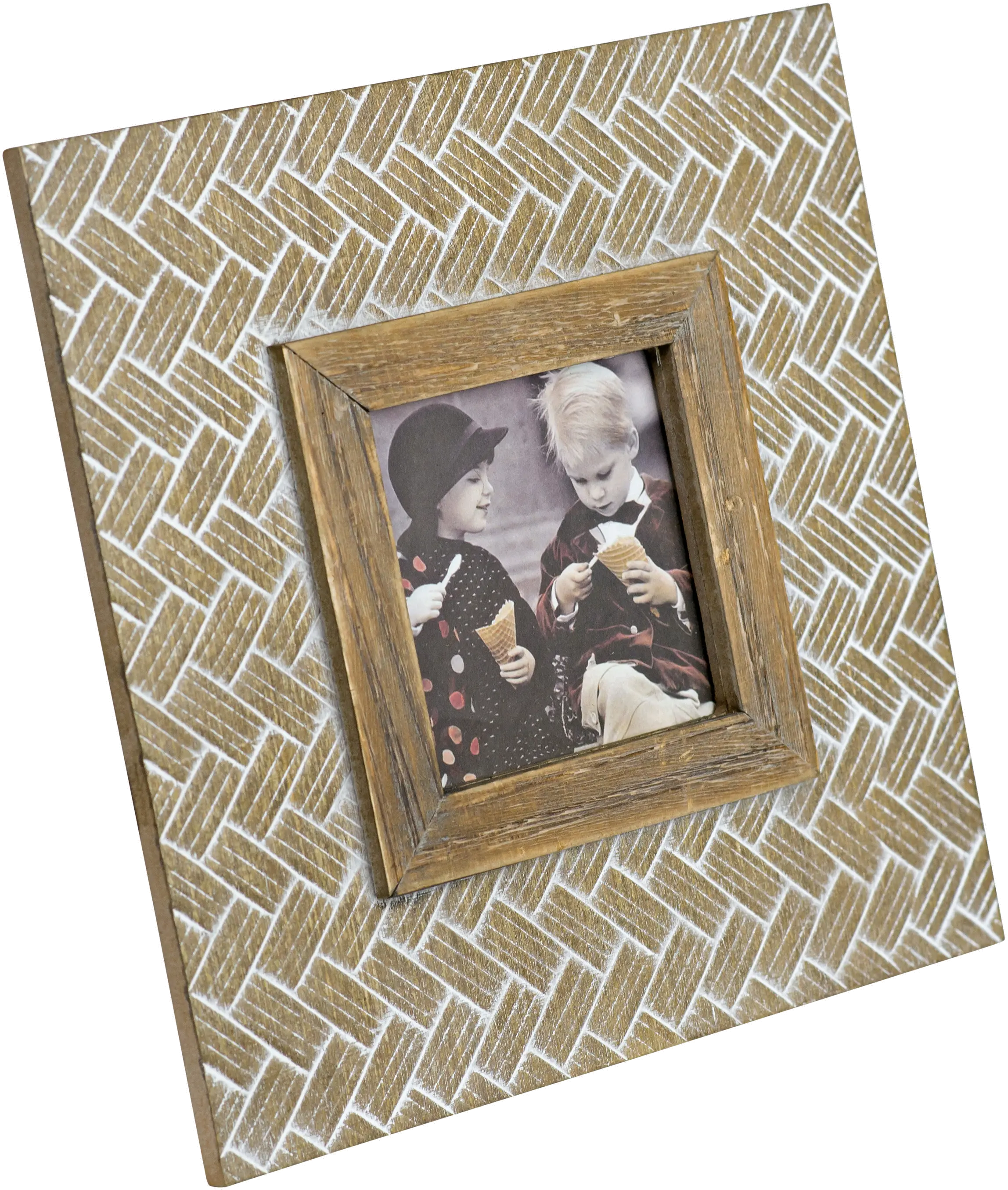 4x4 Square Whitewash Wooden Picture Frame-1