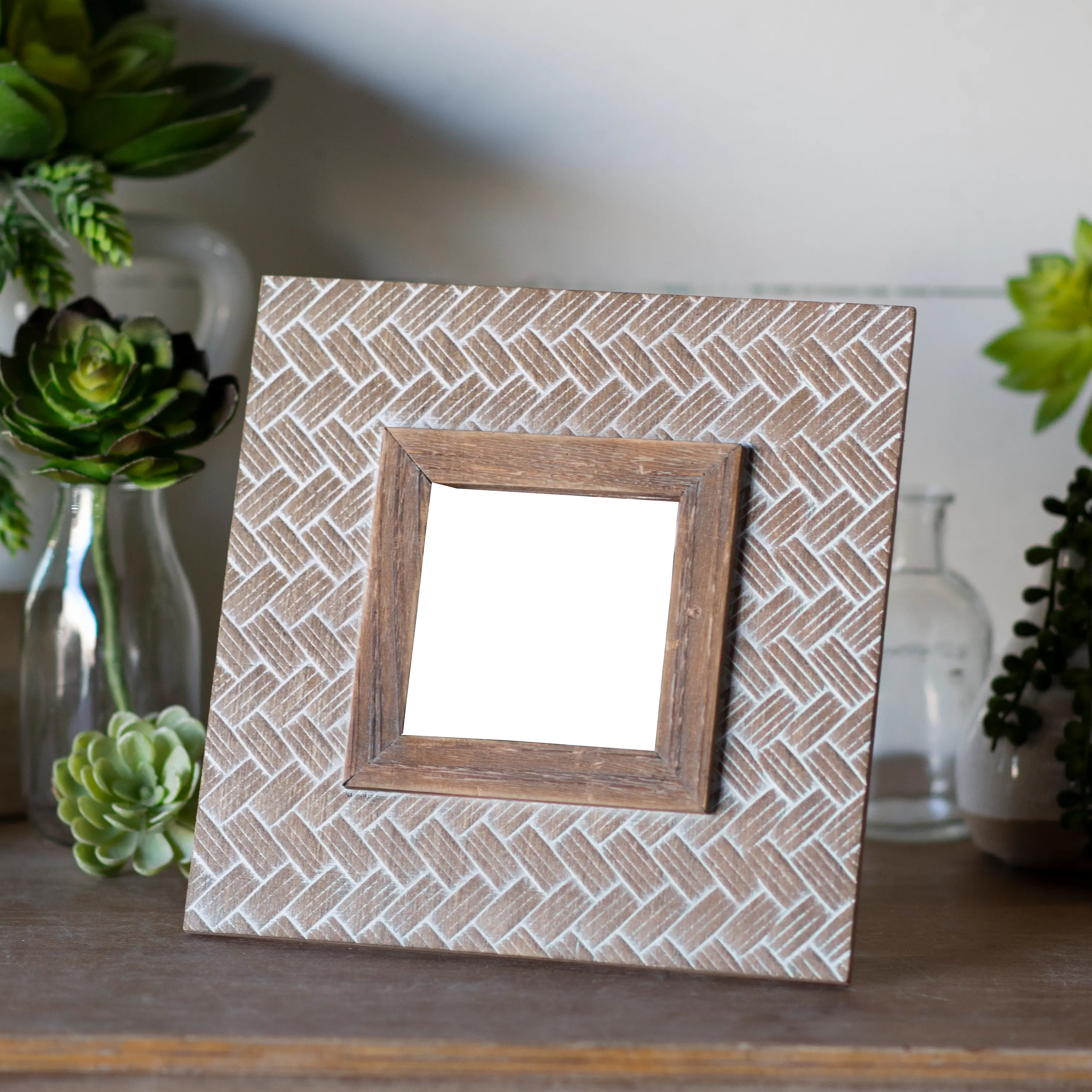4x4 Square Whitewash Wooden Picture Frame-5