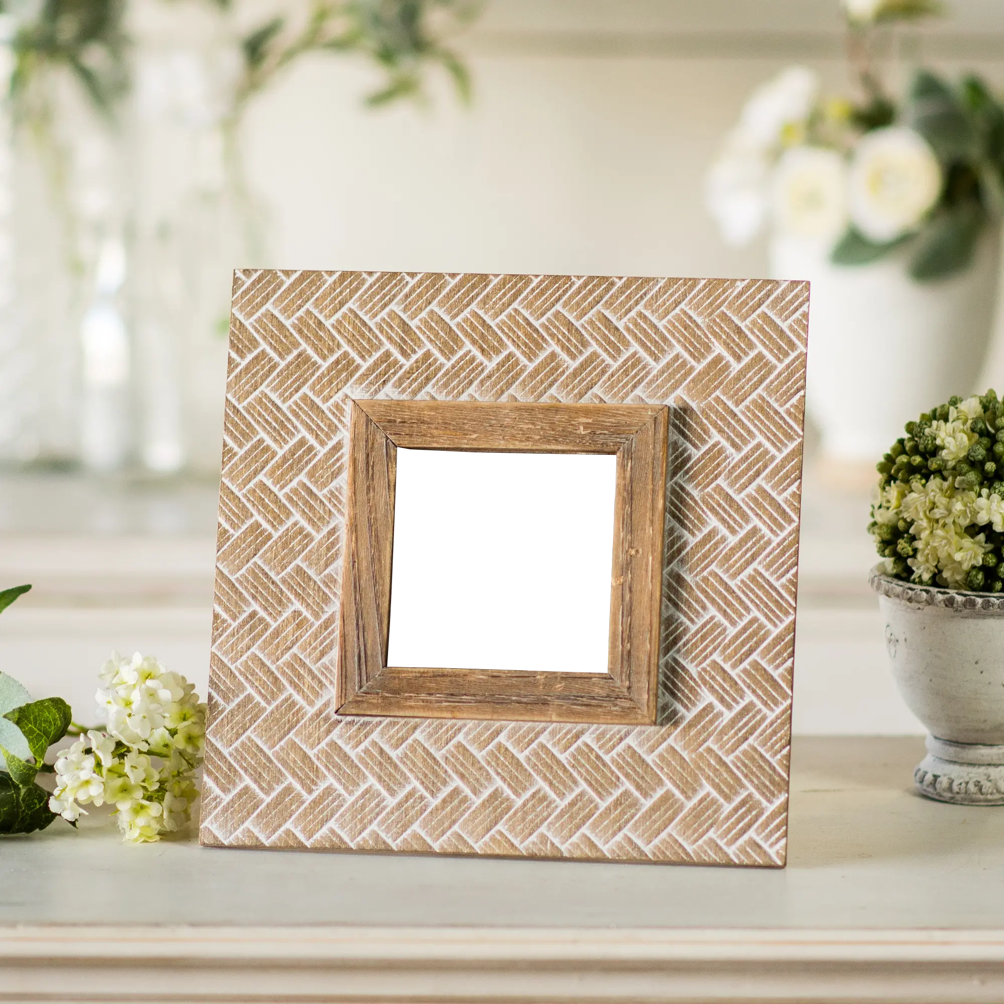 4x4 Square Whitewash Wooden Picture Frame-6