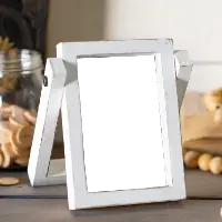 White Wood Picture Frame with Built in Easel