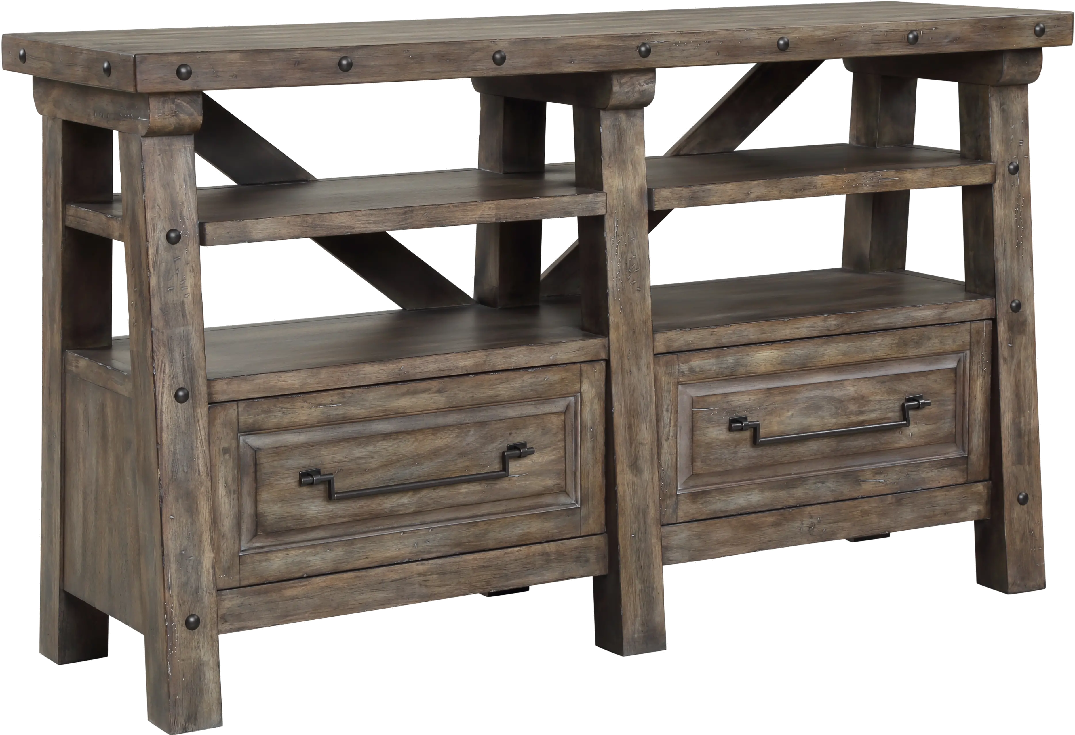 Distressed Gray Rustic 72 inch Office Credenza-1