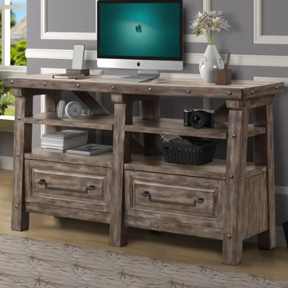 Distressed Gray Rustic 72 inch Office Credenza-3