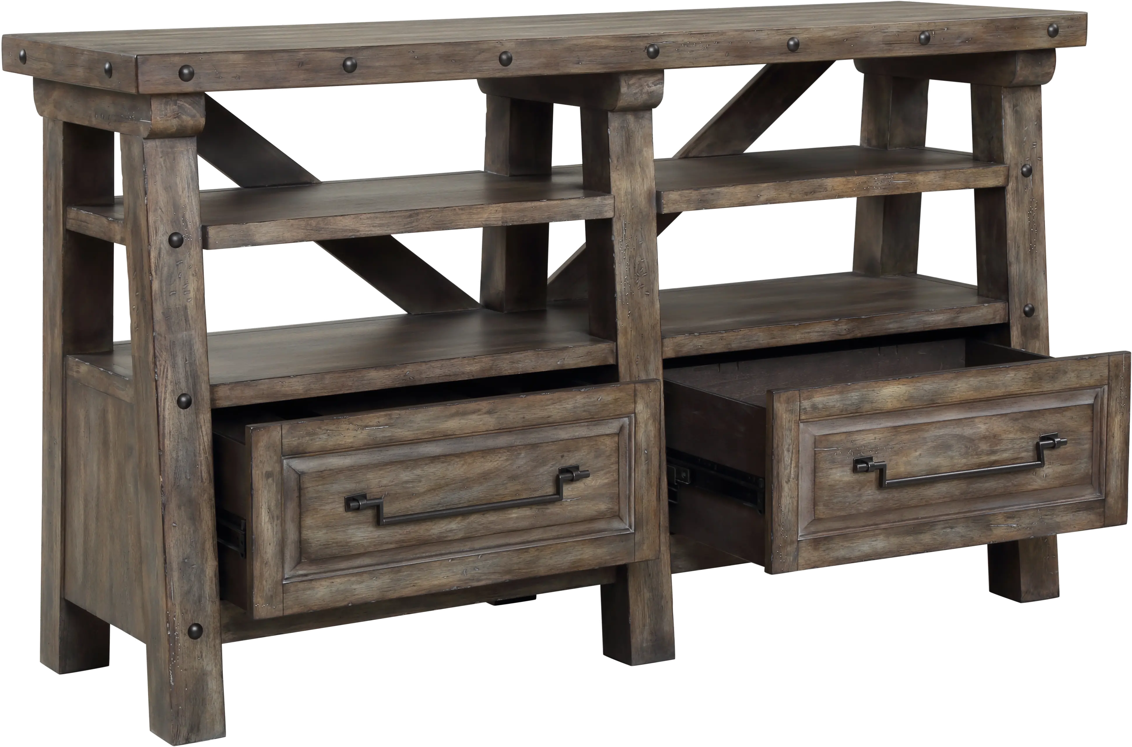 Distressed Gray Rustic 72 inch Office Credenza-4