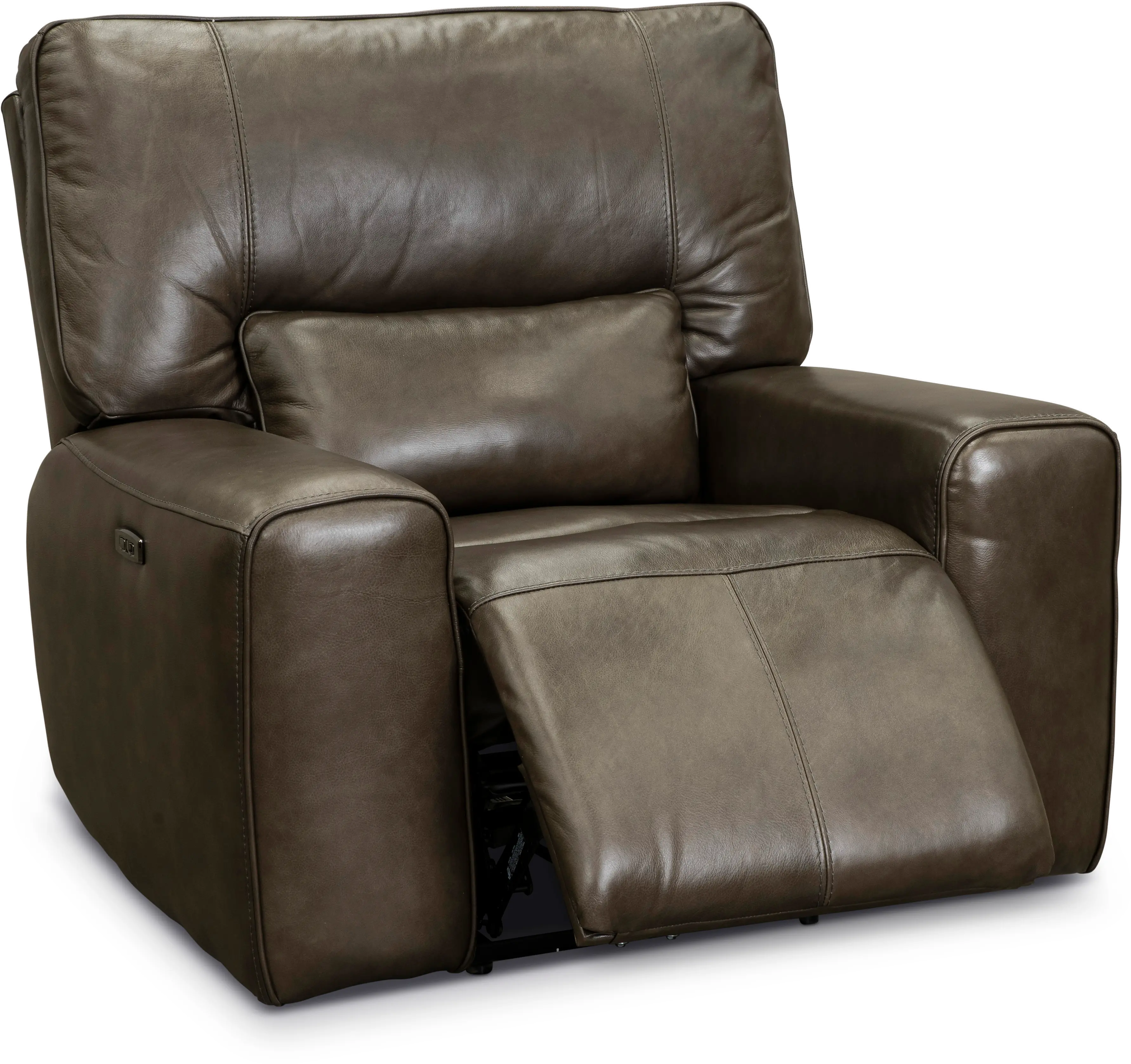 Zero Gravity Concrete Brown Leather Power Recliner-3