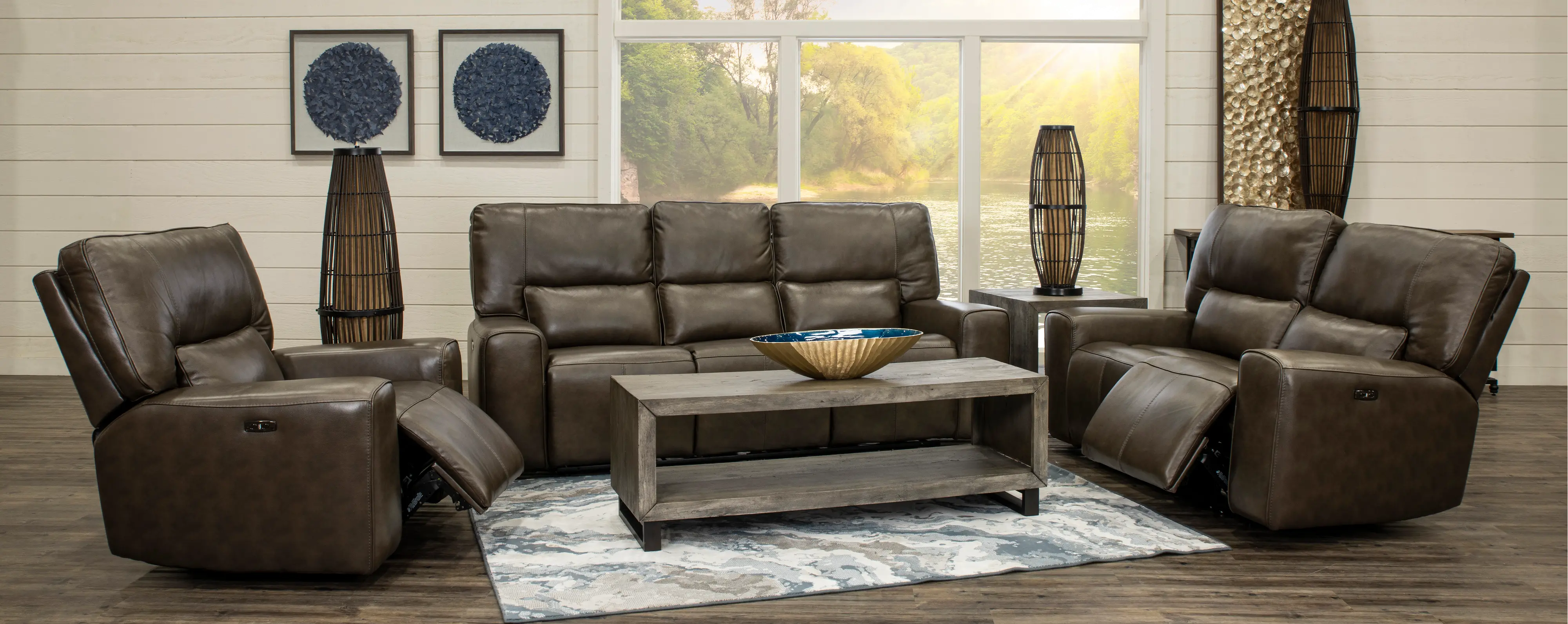 Zero Gravity Concrete Brown Leather Power Recliner-5